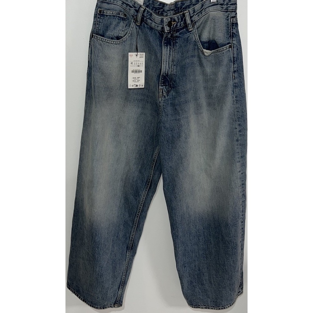 ZARA Man Men's Baggy Relaxed Wide-Leg Light Wash Blue Jeans Size 32x31 (13/b40)